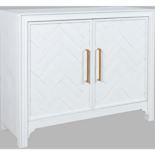 Gramercy 40" 2 Door Chevron Accent Chest in Brushed Blanc White